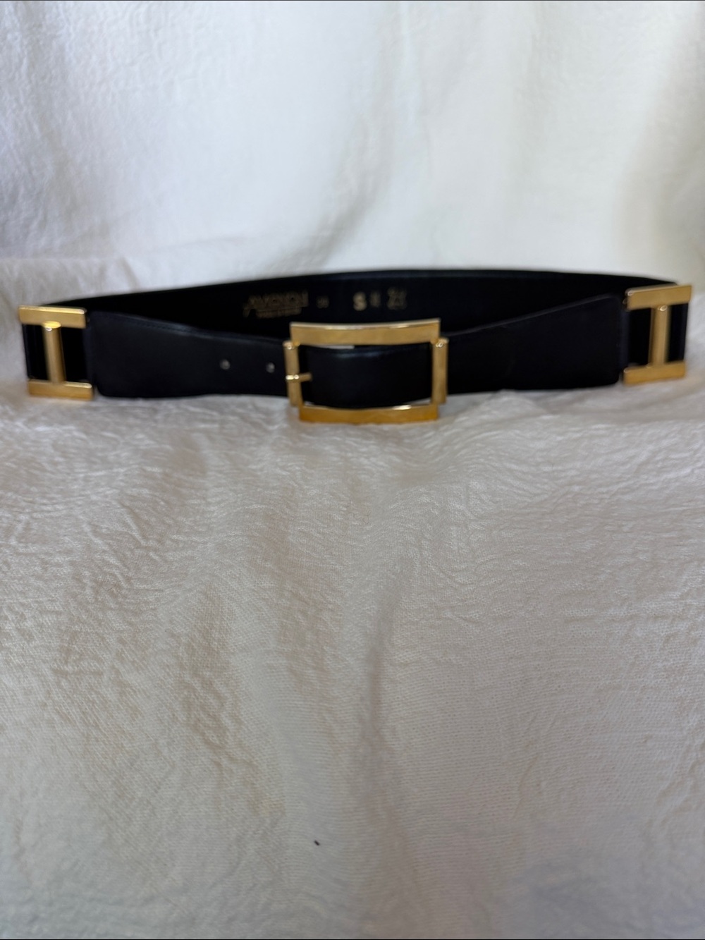 Vintage Avignon Black Leather Belt